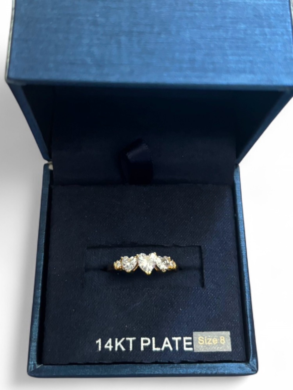 SIMPLY SILVER SIMPLY BRILLIANT TRIPLE HEART 14kt PLATED RING - Picture 3 of 6